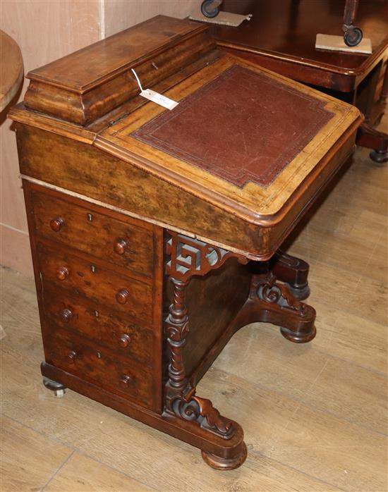 A Victorian banded walnut davenport W.54cm